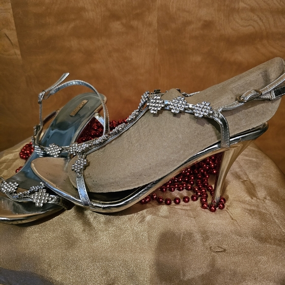 Celeste Shoes - Silver Rhinestone sandals